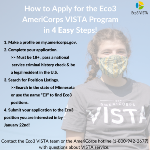 Steps to apply for Eco3 AmeriCorps VISTA Positions